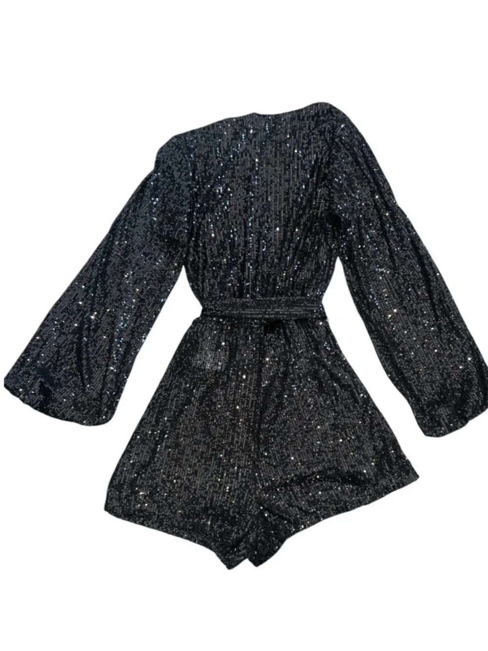 NWT Free People Black Sequin Wrap Romper Size XS